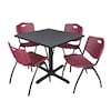 Cain Square Tables > Breakroom Tables > Cain Square Table & Chair Sets, 42 W, 42 L, 29 H, Grey TB4242GY47BY